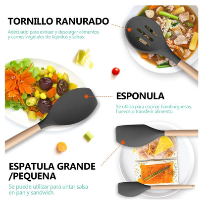 Utensilios Cocina Silicona Set x 12 Piezas