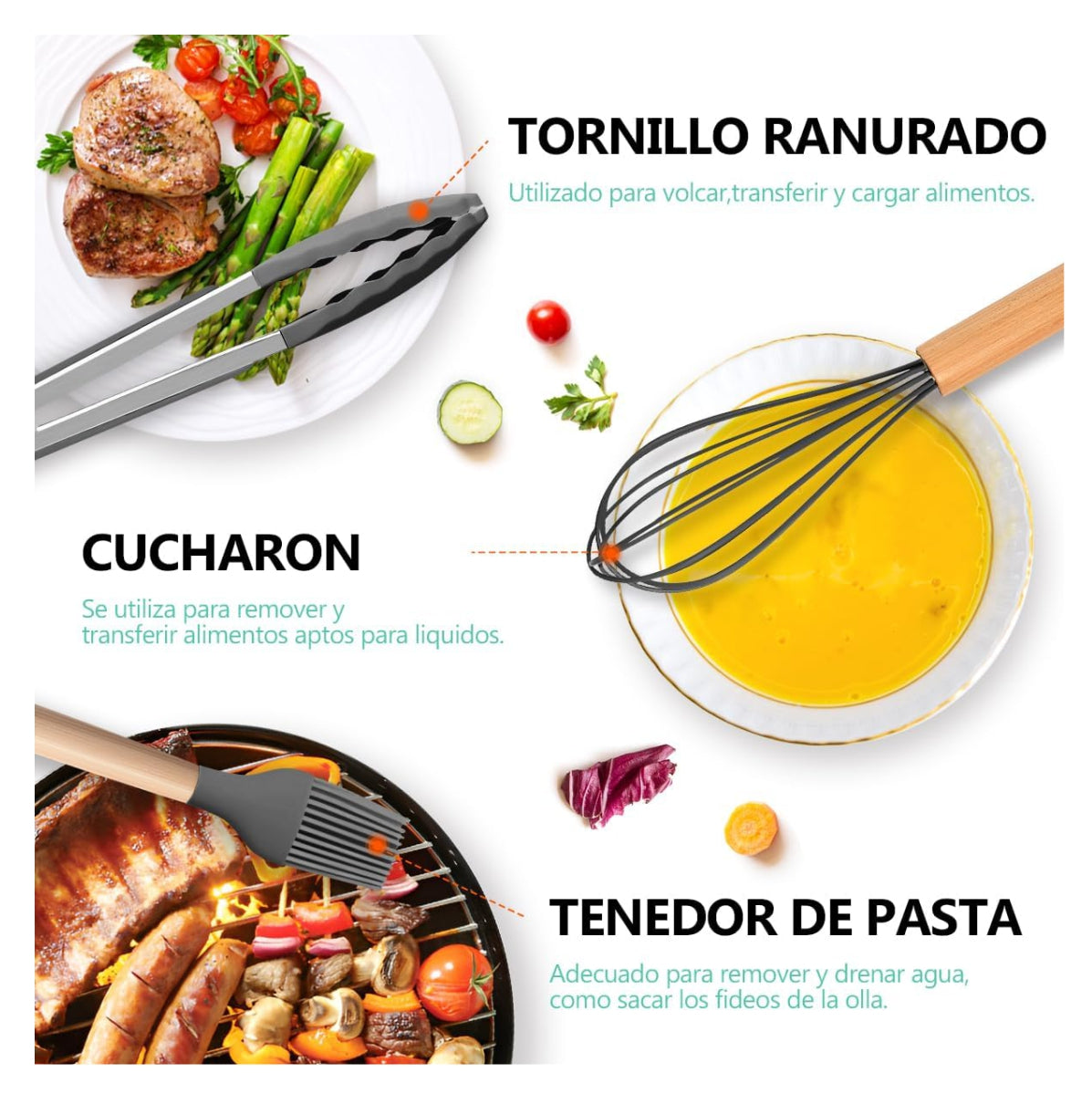 Utensilios Cocina Silicona Set x 12 Piezas