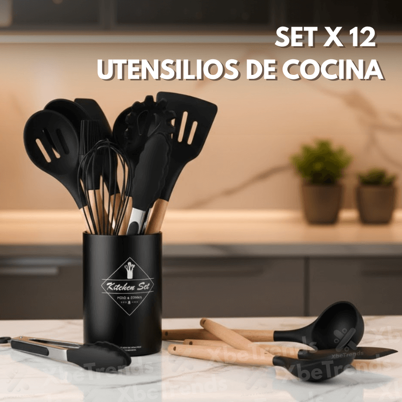 Utensilios Cocina Silicona Set x 12 Piezas